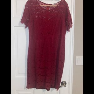 Wine/maroon lace short sleeve dress size XL